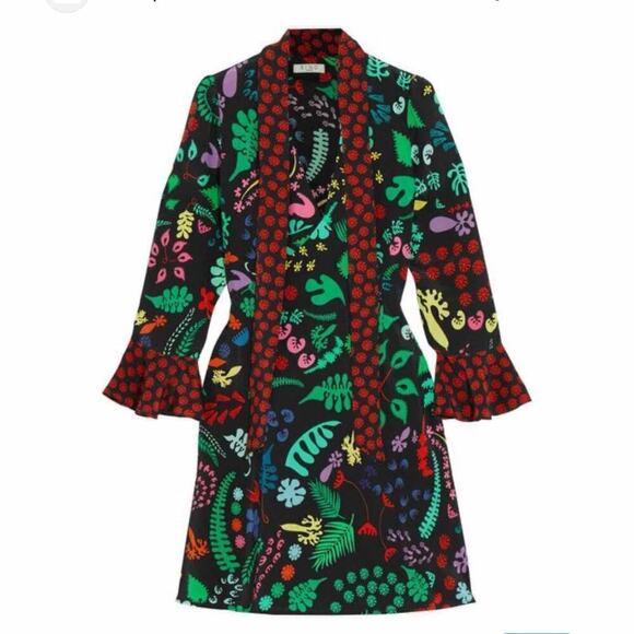 Rixo Silk Lulu Dark Floral Mini Dress Size Small - Picture 6 of 12